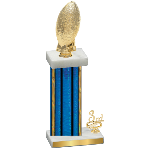 Accented Single Blue Glacier Third Place Football Trophy