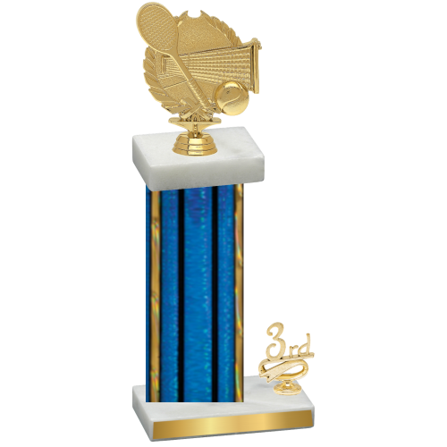 Accented Single Blue Glacier Third Place Tennis Trophy