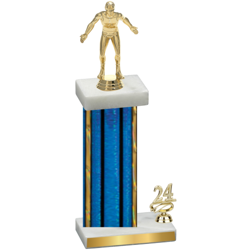 Accented Single Blue Glacier Year Wrestling Trophy