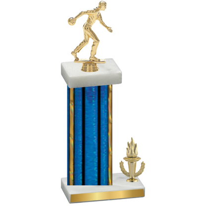 Accented Single Blue Glacier Victory Bowling Trophy