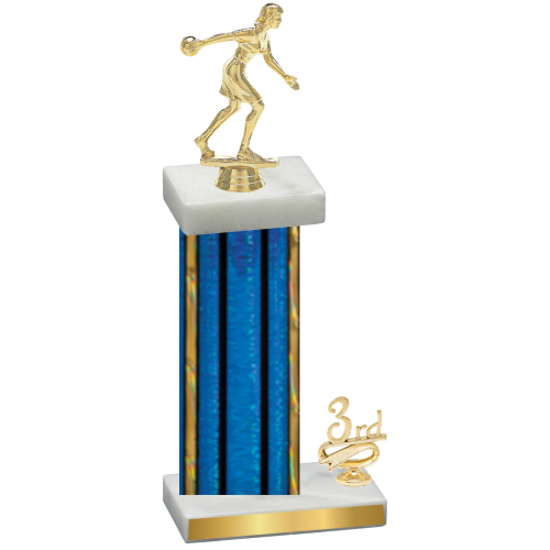 Accented Single Blue Glacier Third Place Bowling Trophy