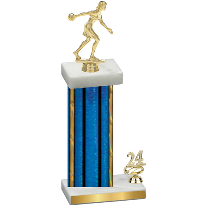 Accented Single Blue Glacier Year Bowling Trophy