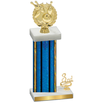 Accented Single Blue Glacier Third Place Bowling Trophy