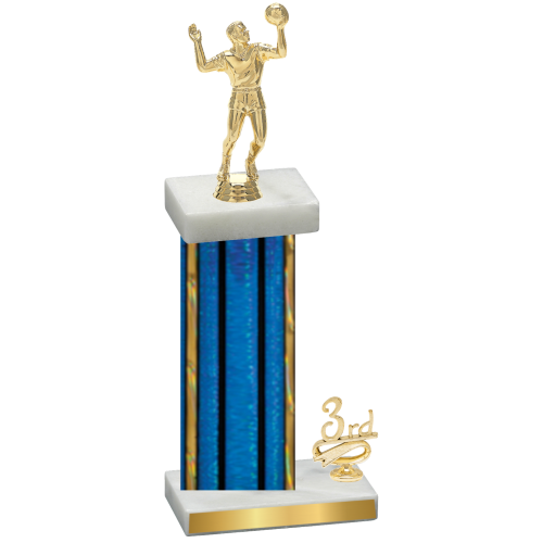 Accented Single Blue Glacier Third Place Volleyball Trophy