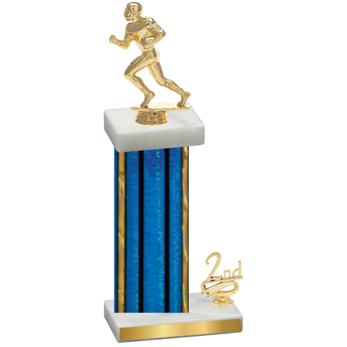 Accented Single Blue Glacier Second Place Football Trophy