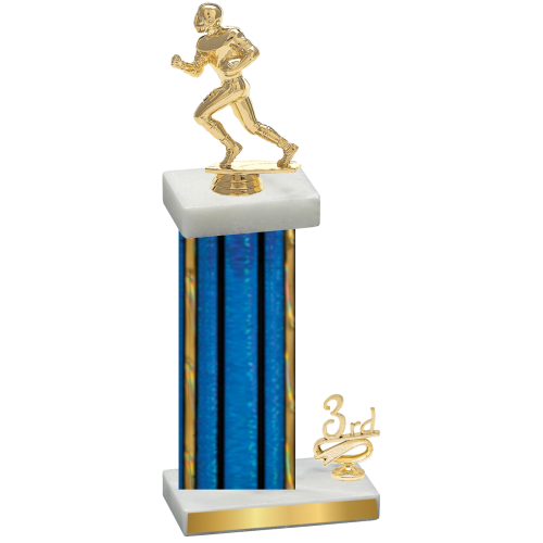Accented Single Blue Glacier Third Place Football Trophy