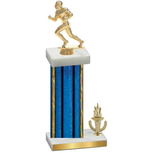 Accented Single Blue Glacier Victory Football Trophy