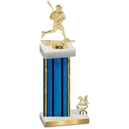 Accented Single Blue Glacier Year Lacrosse Trophy