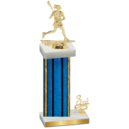 Accented Single Blue Glacier Third Place Lacrosse Trophy