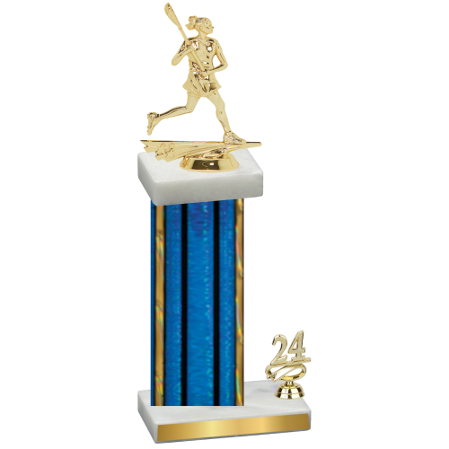 Accented Single Blue Glacier Year Lacrosse Trophy