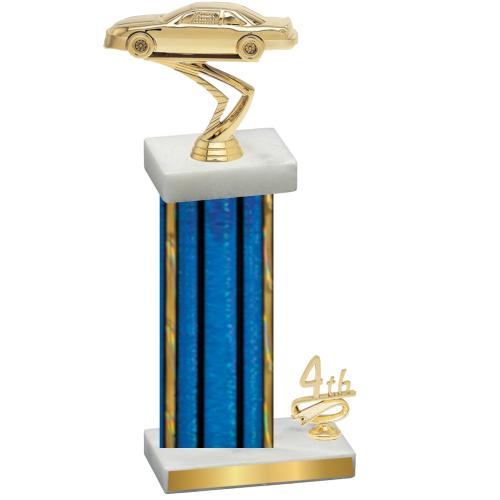 Accented Single Blue Glacier Fourth Place Cars Trophy