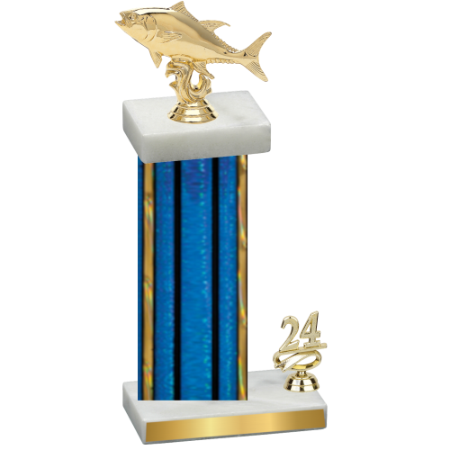 Accented Single Blue Glacier Year Fishing Trophy