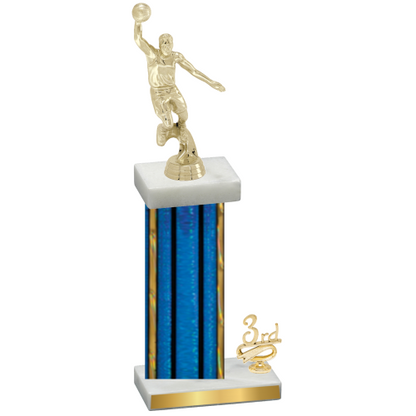 Accented Single Blue Glacier Third Place Basketball Trophy