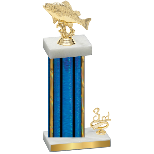 Accented Single Blue Glacier Third Place Fishing Trophy