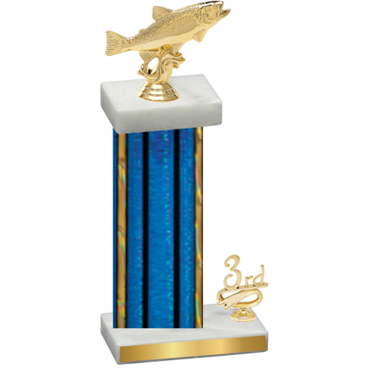 Accented Single Blue Glacier Third Place Fishing Trophy