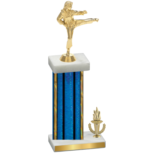 Accented Single Blue Glacier Victory Karate Trophy