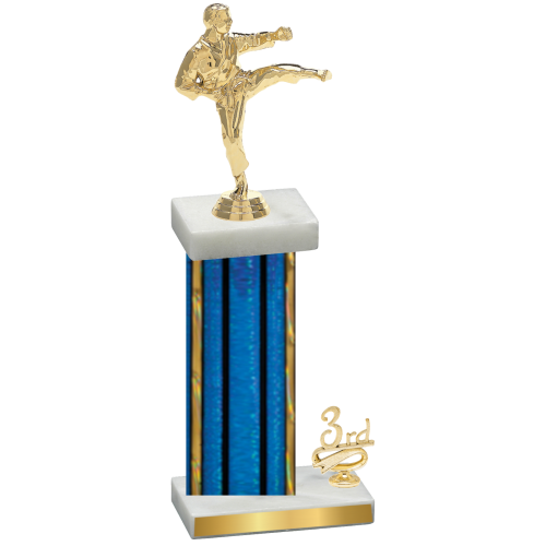 Accented Single Blue Glacier Third Place Karate Trophy