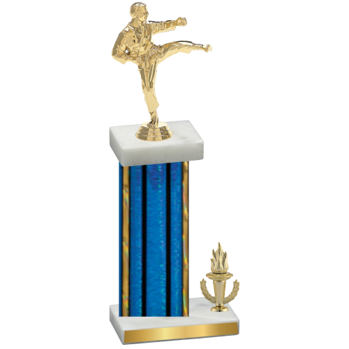 Accented Single Blue Glacier Victory Karate Trophy