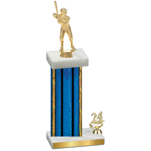 Accented Single Blue Glacier Year Baseball Trophy