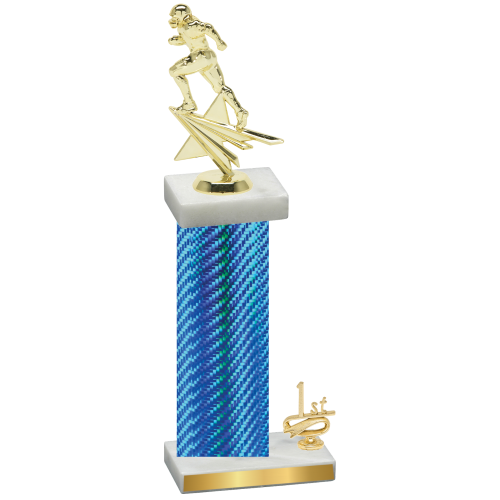 Accented Single Blue Carbon Fiber First Place Football Trophy