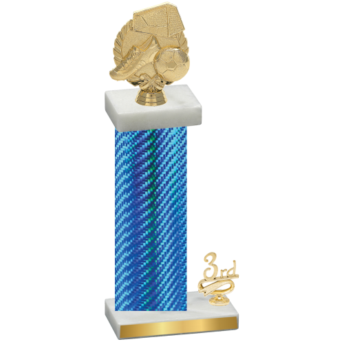 Accented Single Blue Carbon Fiber Third Place Soccer Trophy