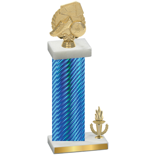 Accented Single Blue Carbon Fiber Victory Soccer Trophy