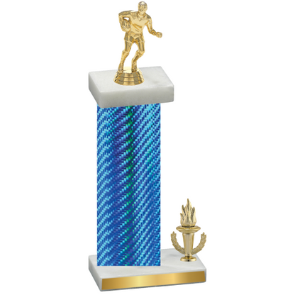 Accented Single Blue Carbon Fiber Victory Rugby Trophy