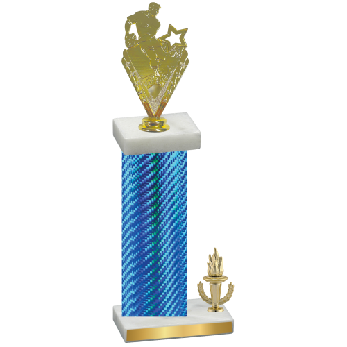 Accented Single Blue Carbon Fiber Victory Rugby Trophy