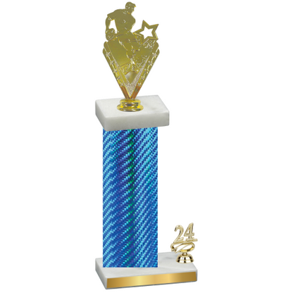 Accented Single Blue Carbon Fiber Year Rugby Trophy