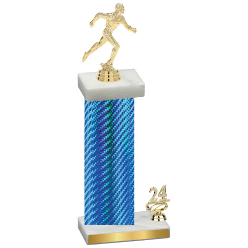 Accented Single Blue Carbon Fiber Year Running Trophy