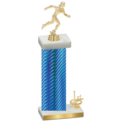 Accented Single Blue Carbon Fiber First Place Running Trophy