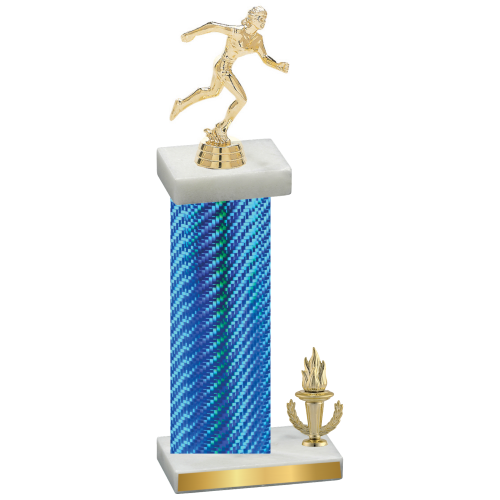 Accented Single Blue Carbon Fiber Victory Running Trophy