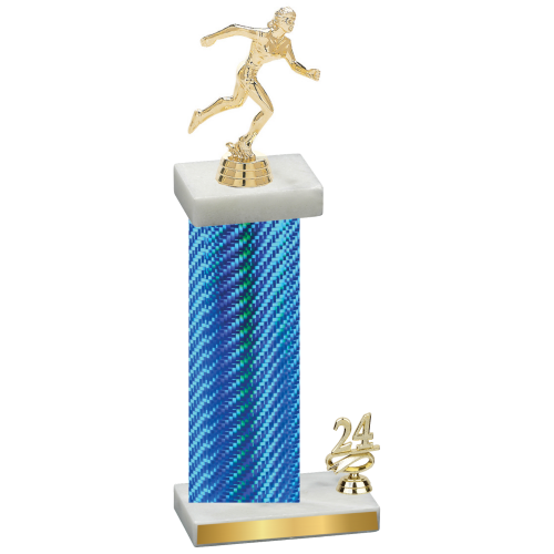 Accented Single Blue Carbon Fiber Year Running Trophy