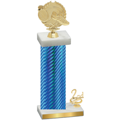 Accented Single Blue Carbon Fiber Second Place Running Trophy