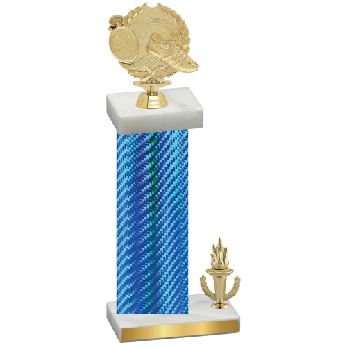 Accented Single Blue Carbon Fiber Victory Running Trophy