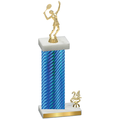 Accented Single Blue Carbon Fiber Year Tennis Trophy