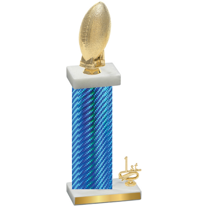 Accented Single Blue Carbon Fiber First Place Football Trophy