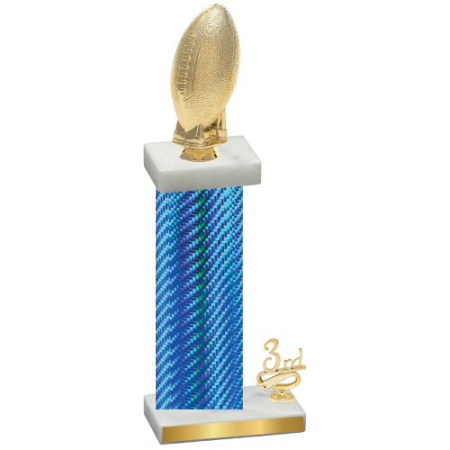 Accented Single Blue Carbon Fiber Third Place Football Trophy