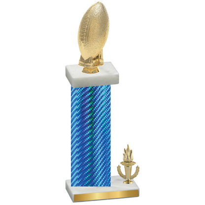 Accented Single Blue Carbon Fiber Victory Football Trophy