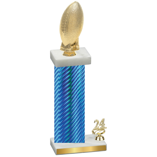 Accented Single Blue Carbon Fiber Year Football Trophy