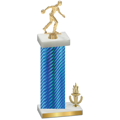 Accented Single Blue Carbon Fiber Victory Bowling Trophy