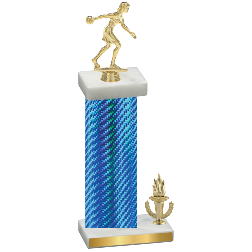 Accented Single Blue Carbon Fiber Victory Bowling Trophy