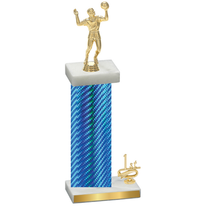 Accented Single Blue Carbon Fiber First Place Volleyball Trophy