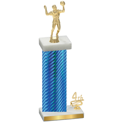 Accented Single Blue Carbon Fiber Fourth Place Volleyball Trophy