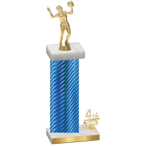 Accented Single Blue Carbon Fiber Fourth Place Volleyball Trophy