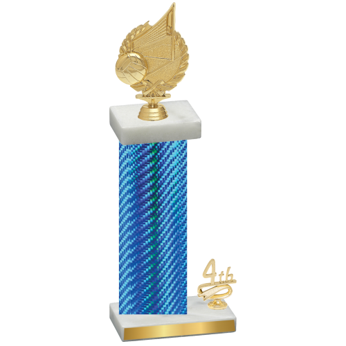 Accented Single Blue Carbon Fiber Fourth Place Volleyball Trophy