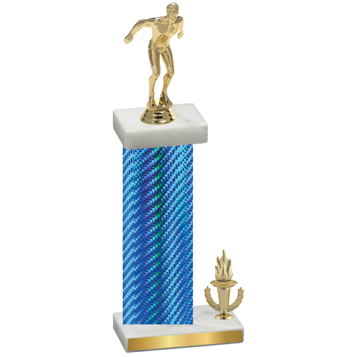 Accented Single Blue Carbon Fiber Victory Swimming Trophy