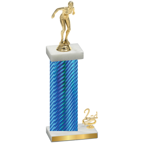 Accented Single Blue Carbon Fiber Second Place Tennis Trophy