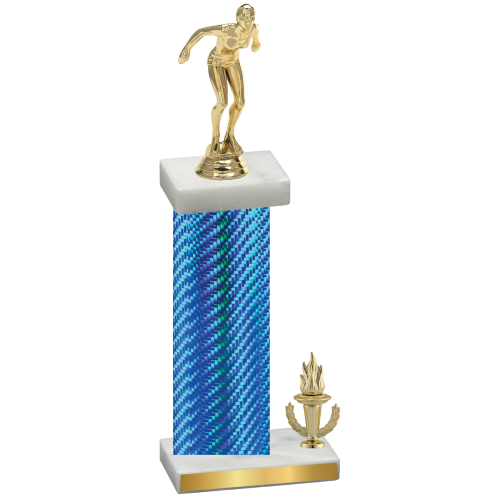 Accented Single Blue Carbon Fiber Victory Tennis Trophy