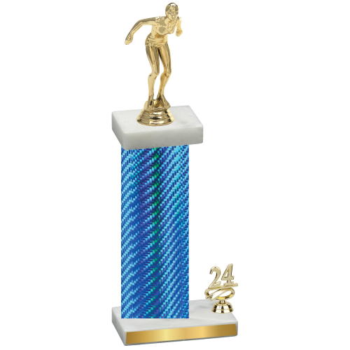 Accented Single Blue Carbon Fiber Year Tennis Trophy